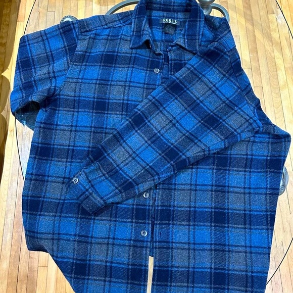 🧥Stylish Vintage ROOTS Men's Blue Plaid Jacket - Size L 🧥 - Picture 10 of 10